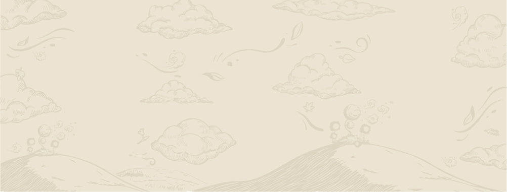 Hand-drawn tan cloud-and-wave pattern—Free Spirit region, the dreamy frontier where Highlandia's lore lives
