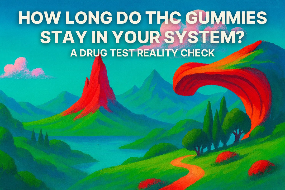 Illustrated landscape hero image with the title How Long Do THC Gummies Stay in Your System?