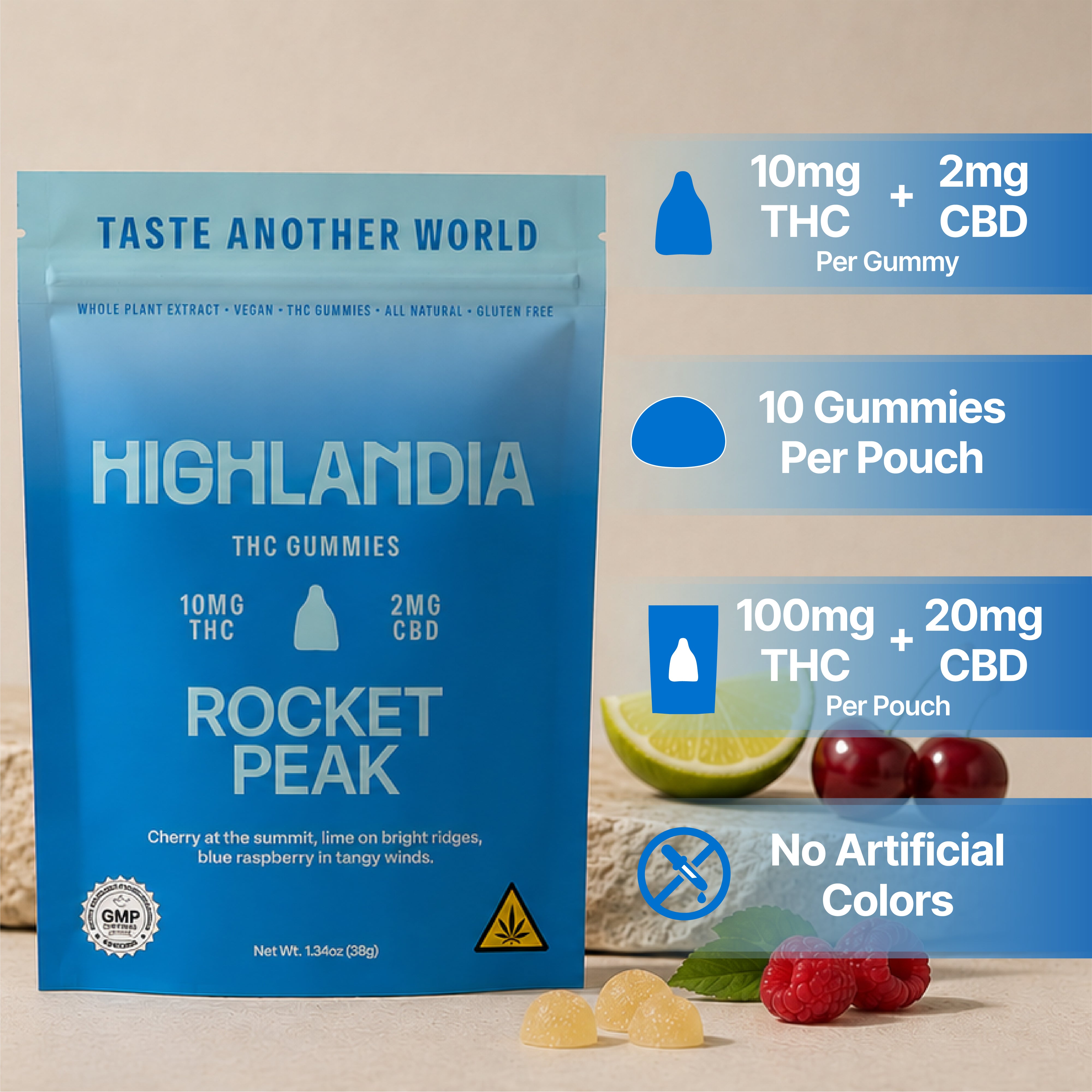 Rocket Peak THC Gummies, 10mg